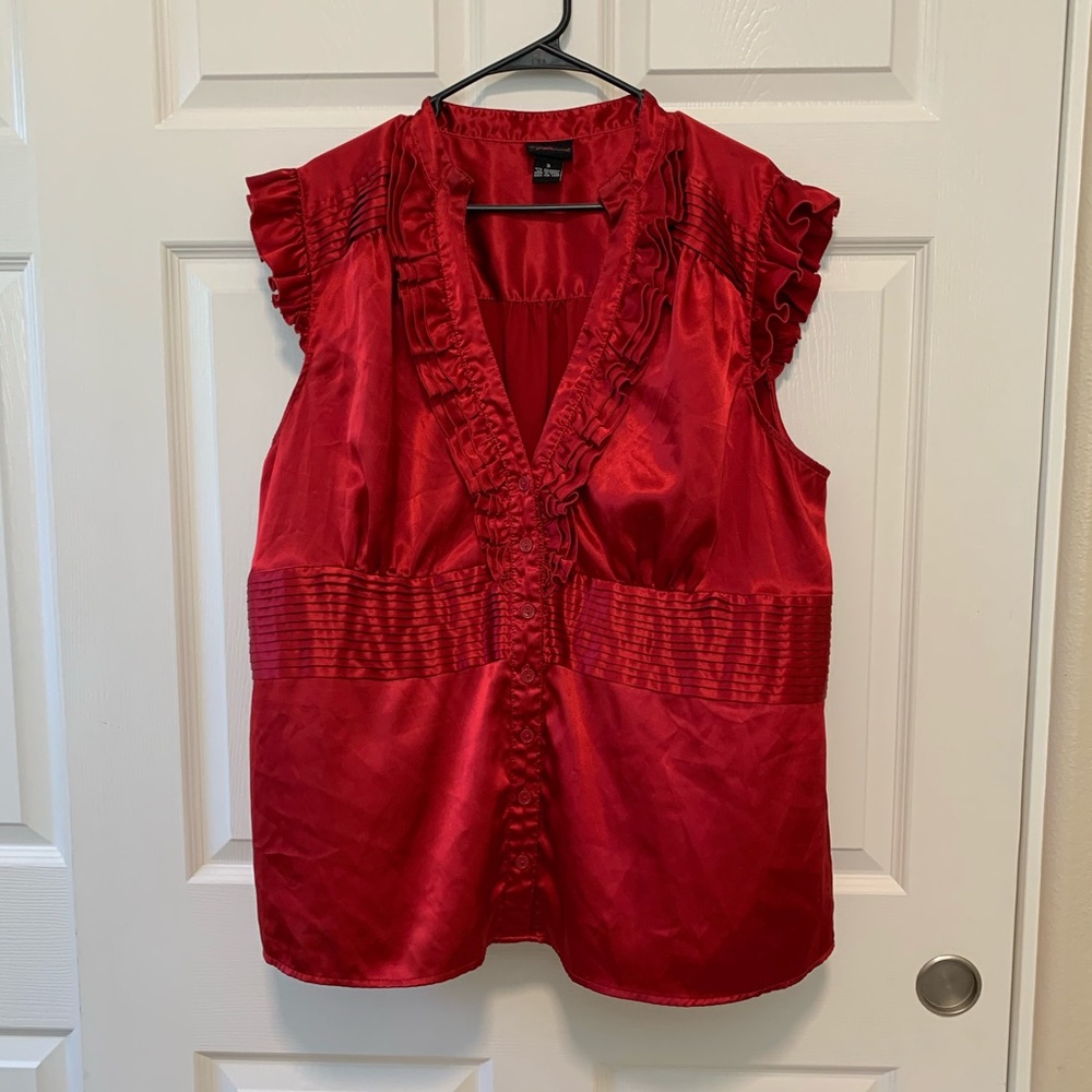 Ruffled Satin Blouse